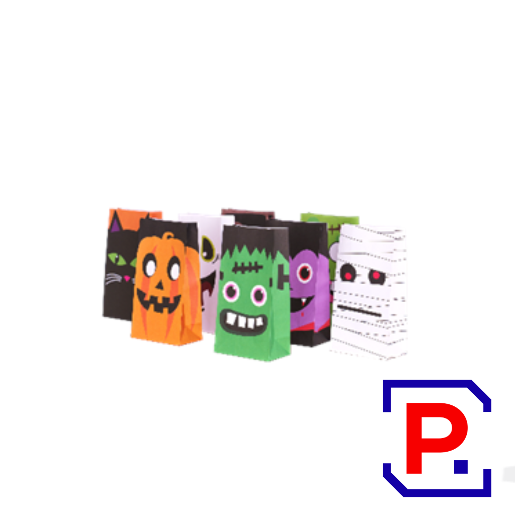 BOLSA DE PAPEL *BOO* X 8 DISEÑOS SURTIDOS - 24,5X13X7,5CM BAGHA