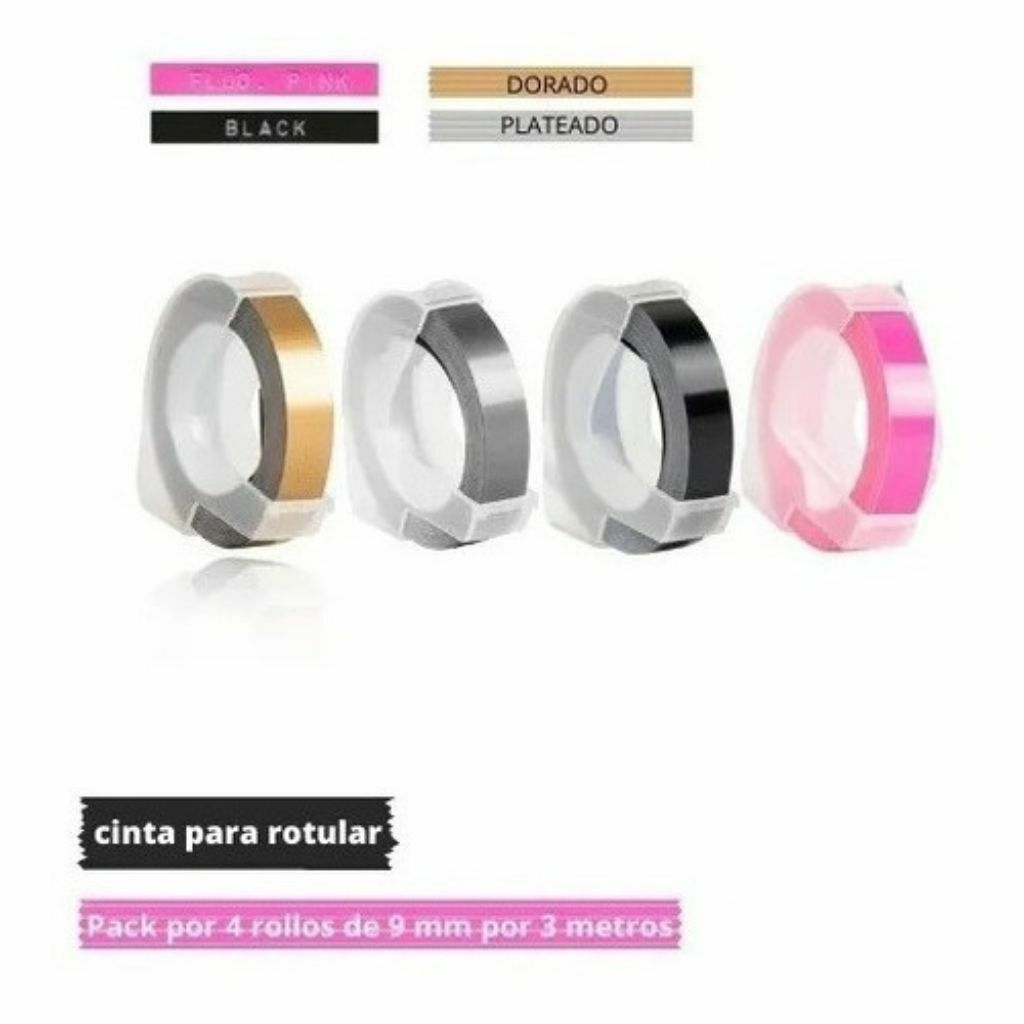 MOTEX CINTA P/ROTULAR 9MMX3MTS SET X4 ESPECIAL