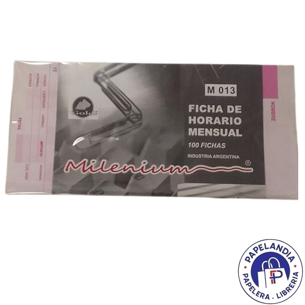 FICHA DE HORARIO MENSUAL M013 MILENIUM
