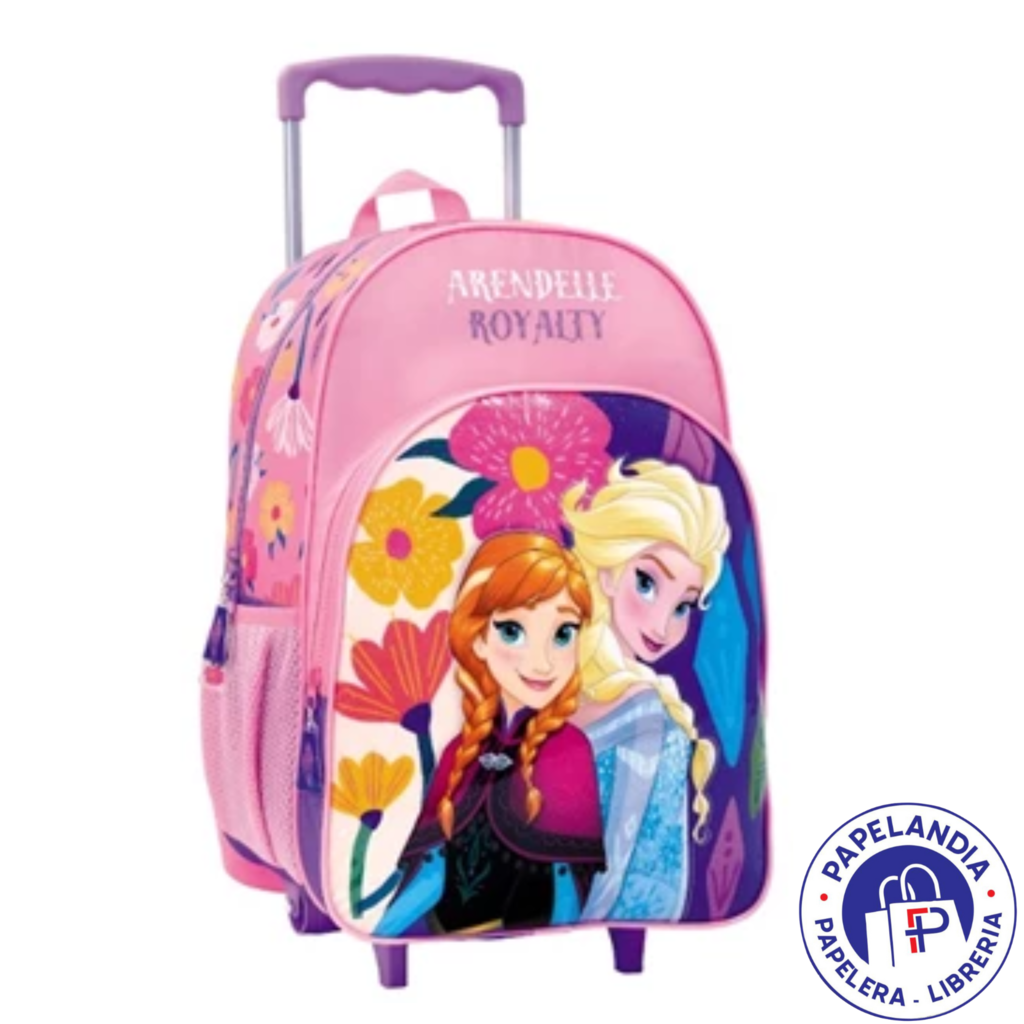 MOCHILA FROZEN SISTERS ART 57860 CON RUEDAS 16" BASE ROSA