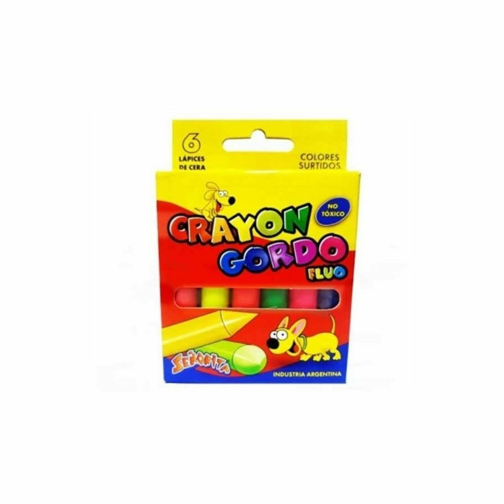 CRAYONES STA X 6 CERA GORDOS FLUO