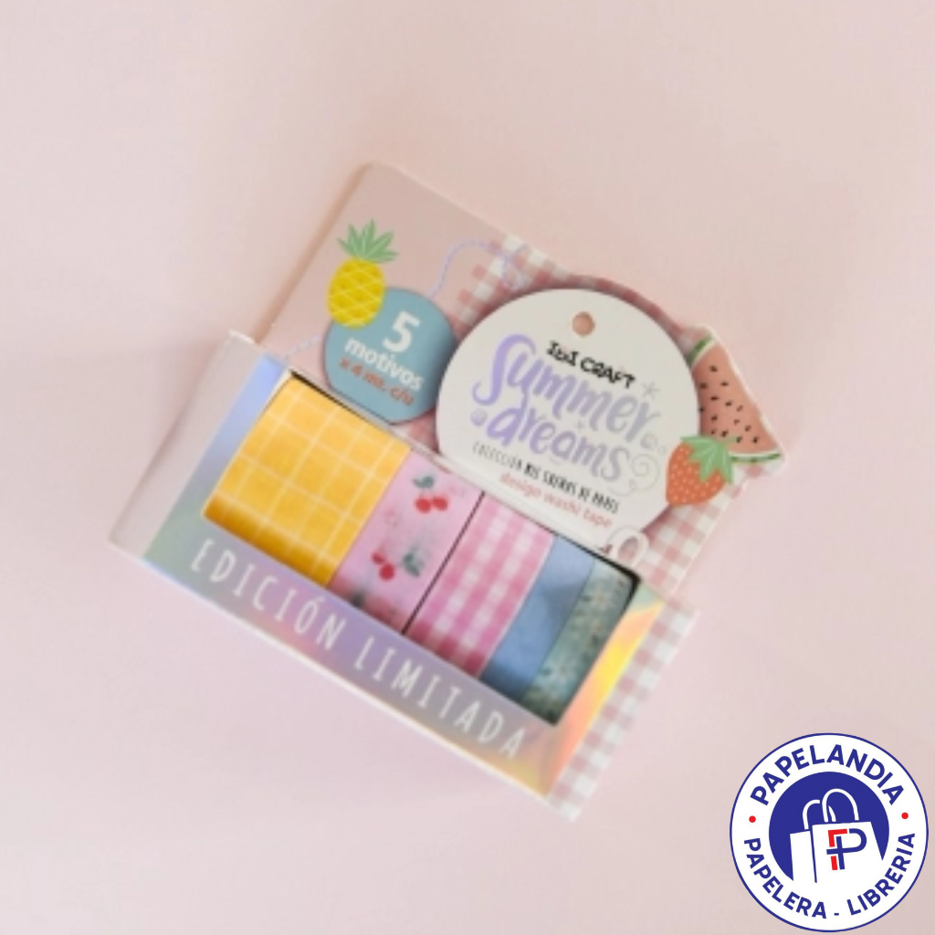 WASHI TAPE BOX 5 ROLLOS DE 4MTS COLECCION SUMMER 055777