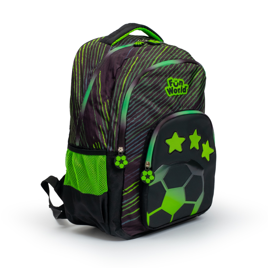 MOCHILA FUN WORLD 17" FANATIC 201237 (NEGRO Y VERDE )