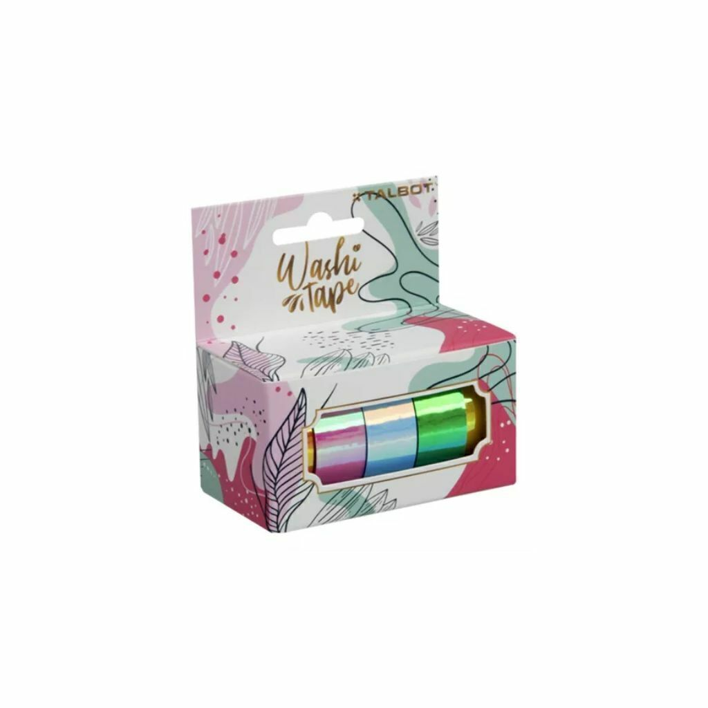 CINTA TALBOT WASHI TAPE 1.5X3MTS HANG TAG X 5 HOLOGRAFICO 4804