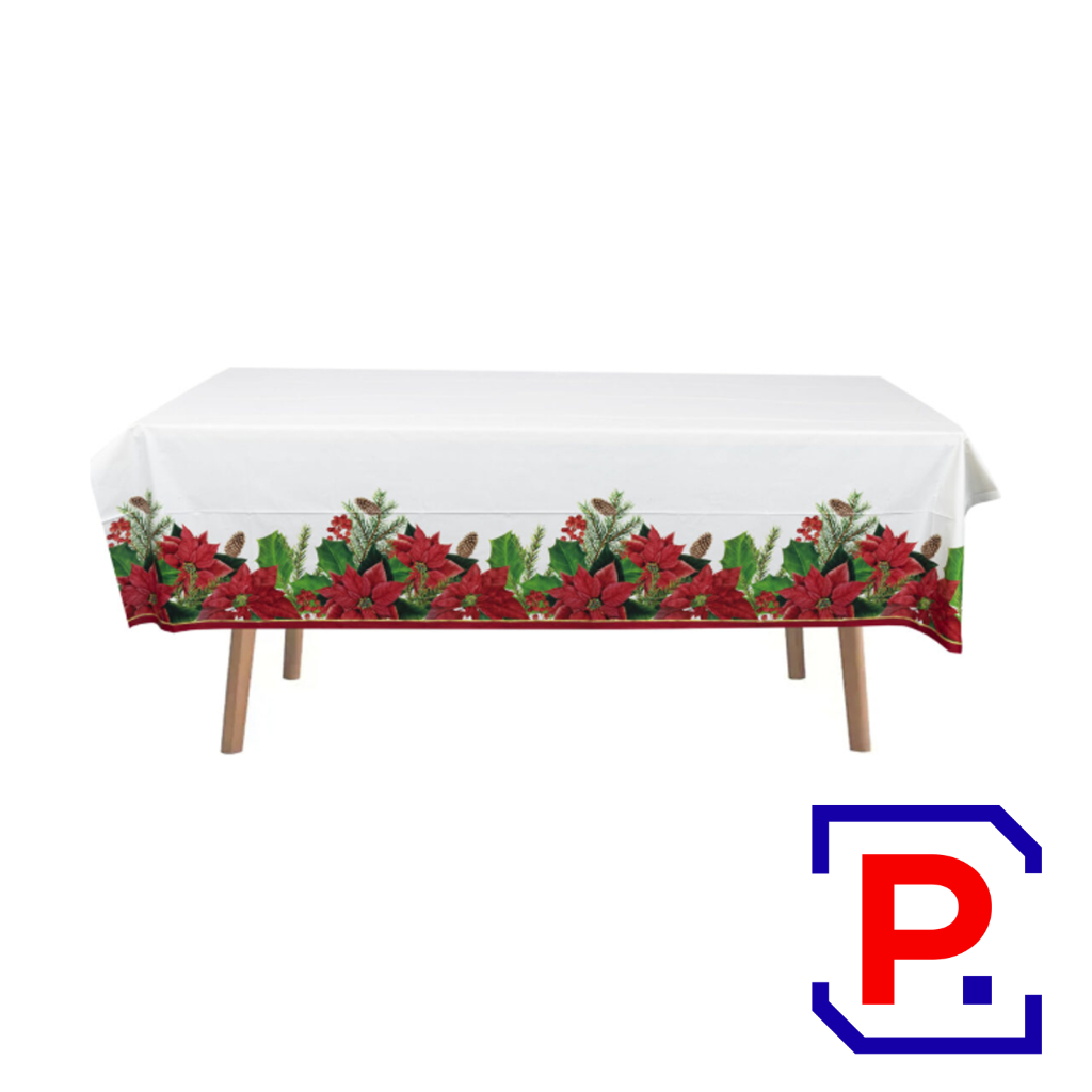 MANTEL PLASTICO FLOR DE NAVIDAD 180CMX130CM DMA038