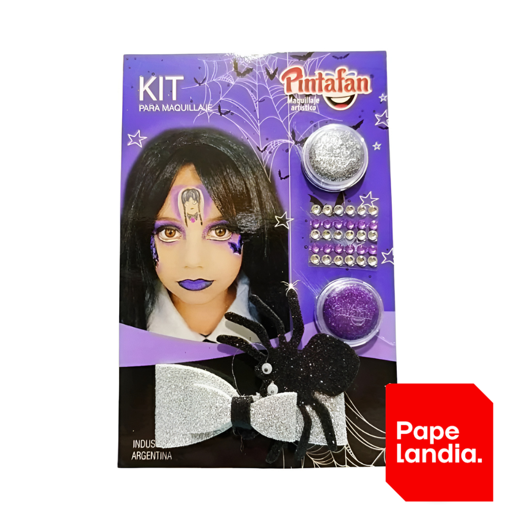 KIT MAQUILLAJE ARTISTICO MERLINA CON MOÑO HEBILLA HALLOWEEN X1 COD.616.09