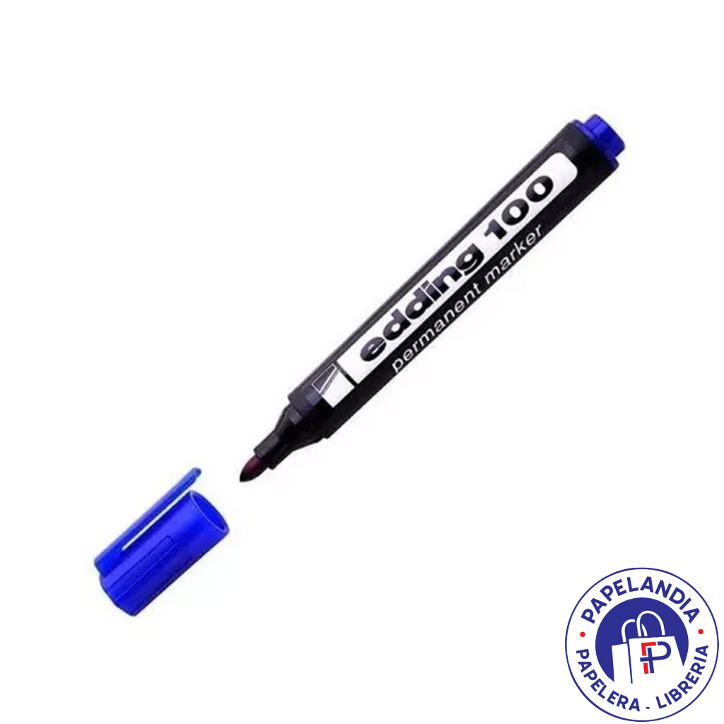 MARCADOR EDDING 100 PUNTA REDONDA AZUL