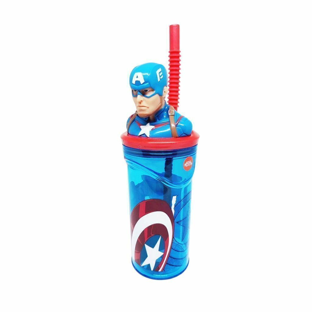 VASO CON FIGURA Y SORBETE CAPITAN AMÉRICA