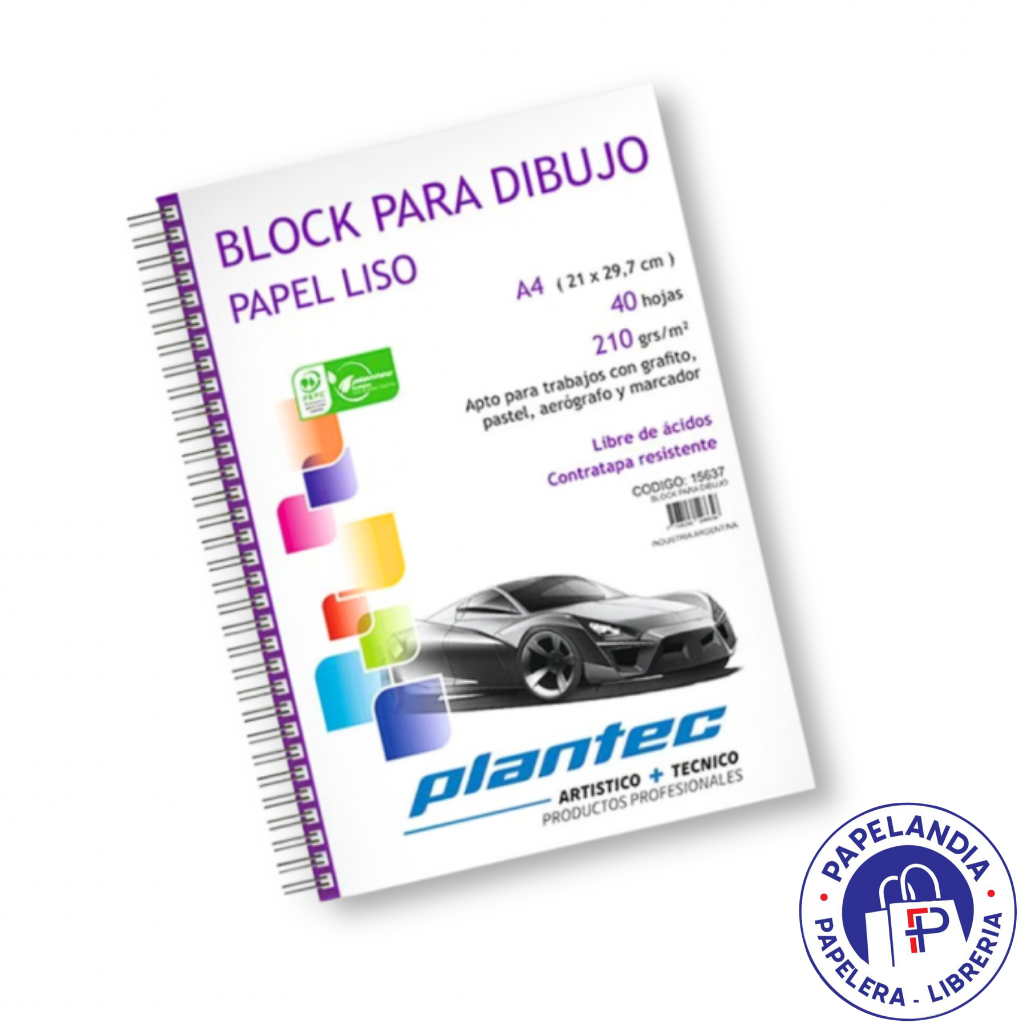 BLOCK P/ DIBUJO PLANTEC 210GR A4 (210X297) X UNID 15632