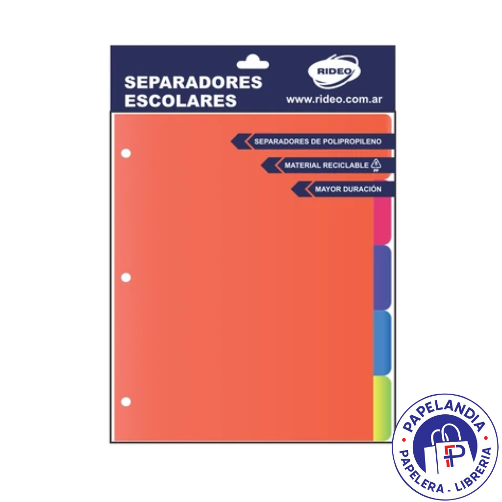 SEPARADOR ESCOLAR N°3 5 POSICIONES NEON 2001/15 RIDEO