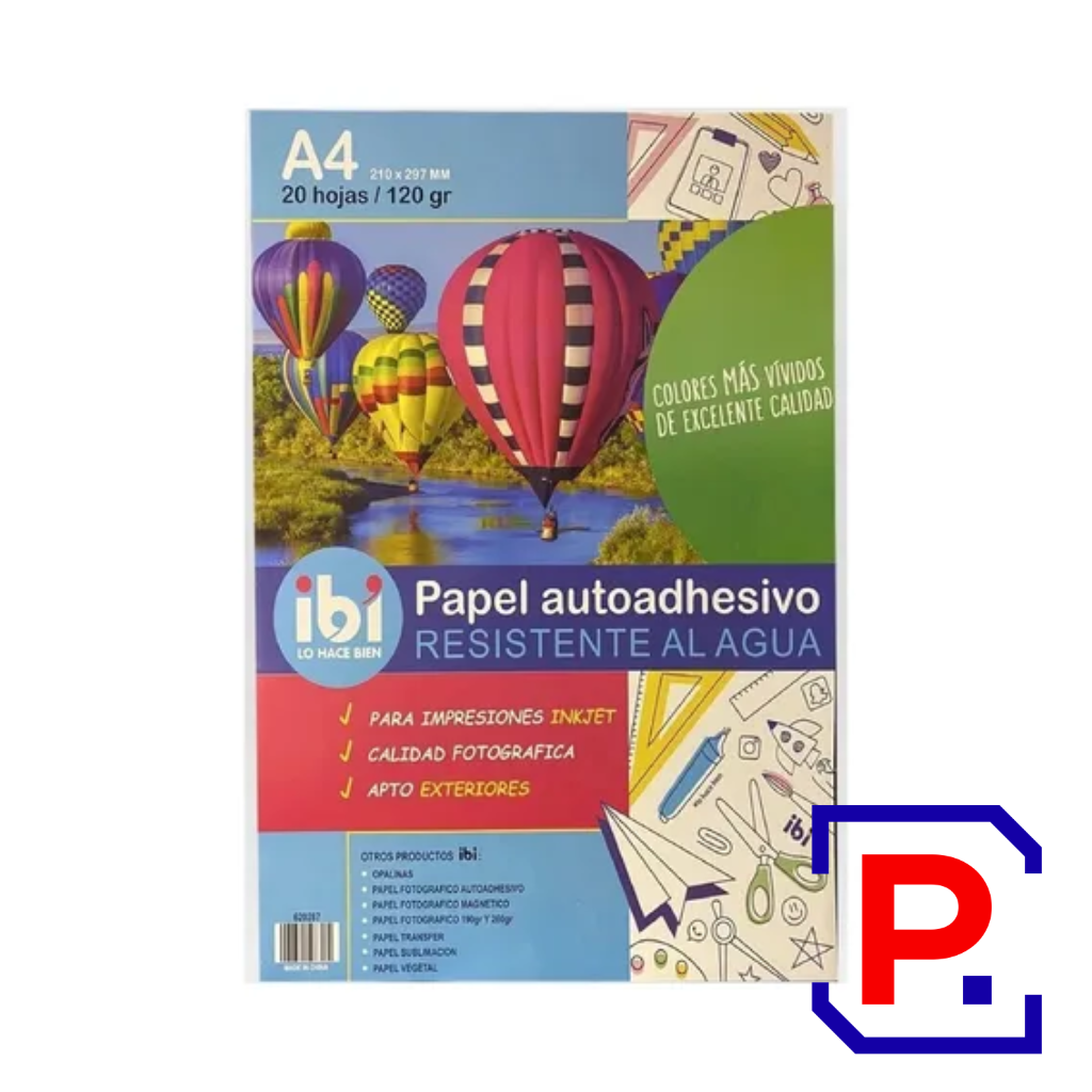 PAPEL AUTOADHESIVO RESISTENTE AL AGUA BLANCO 120GRS INKJET 620287 X 20 HJS