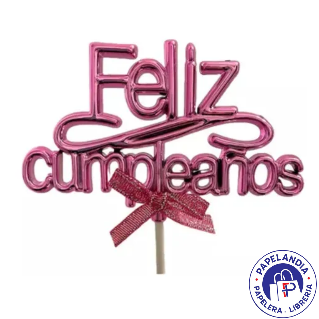ADORNO PINCHE FELIZ CUMPLEAÑOS ROSA PARTY TIME X1 73772