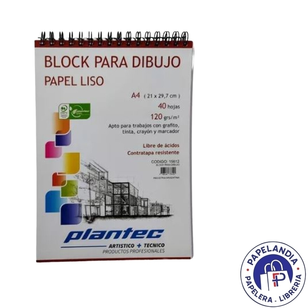 BLOCK P/DIBUJO ANILLADO A4 X 40 HS 120GRS BLANCO LISO 15612