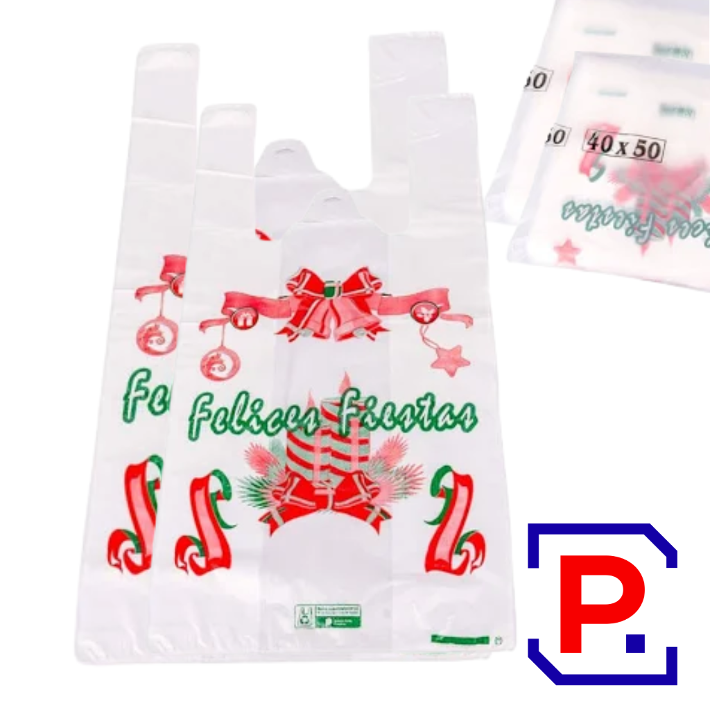 BOLSA CAMISETA 40X50 NAVIDAD BULTO X 20