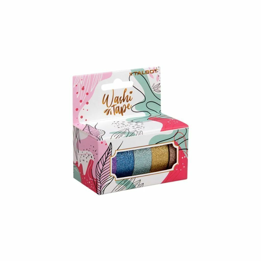 CINTA TALBOT WASHI TAPE 1.5X3MTS HANG TAG X 5 GLITTER 4805