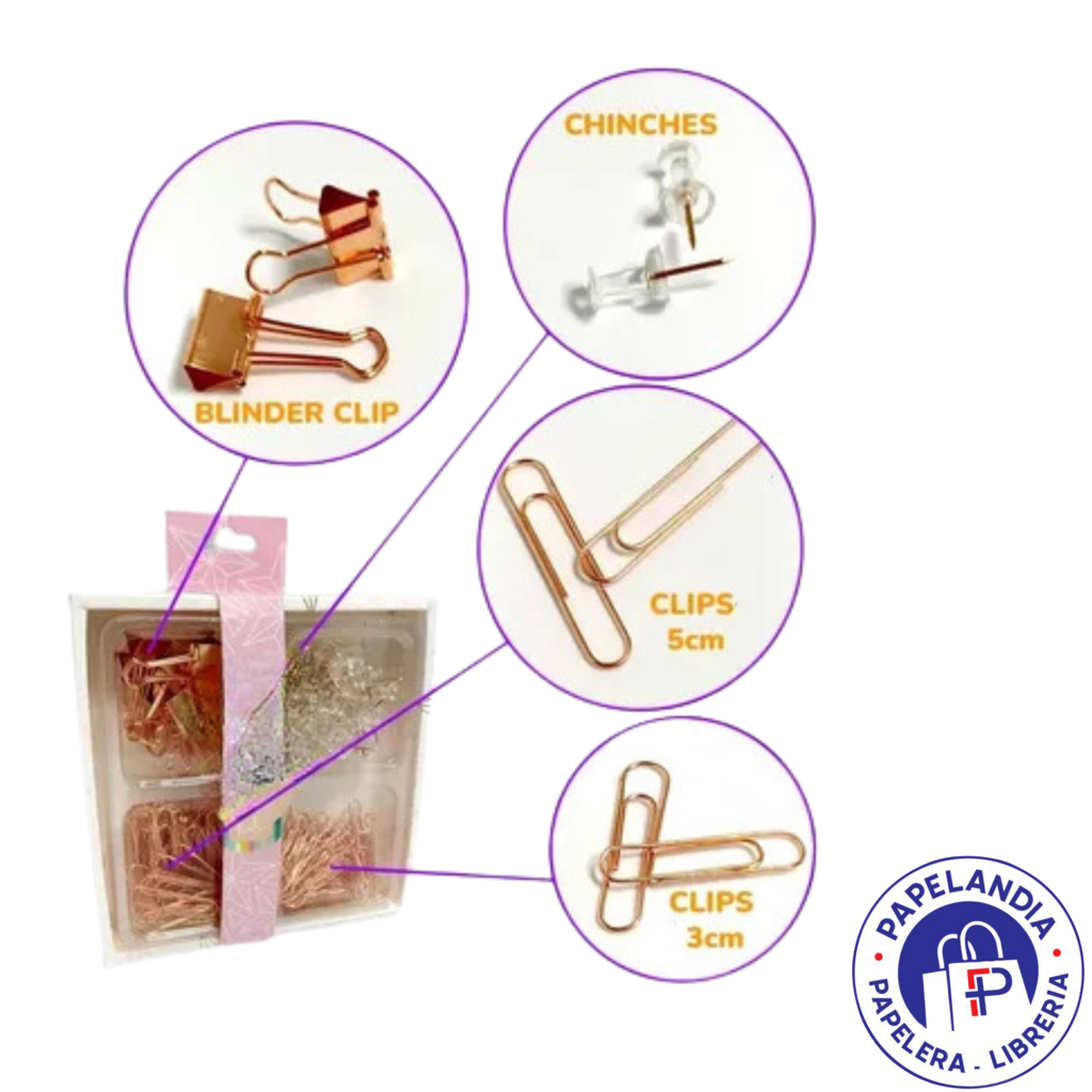 SET IBICRAFT TENDANCE CLIP/CHINCHE/BINDER GOLD ROSA 120102
