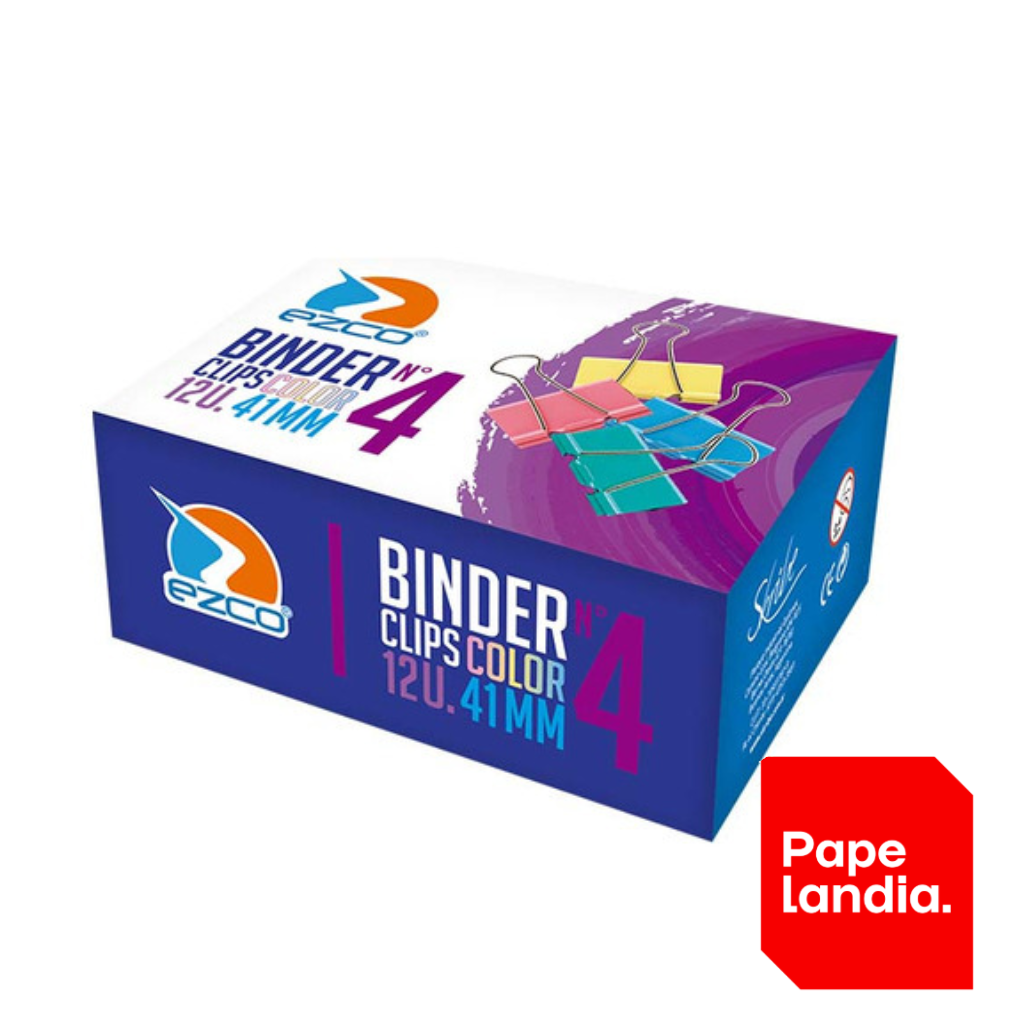 APRIETA PAPEL BINDER CLIP 41MM COLOR SURTIDO EZCO CAJITA X 12 U