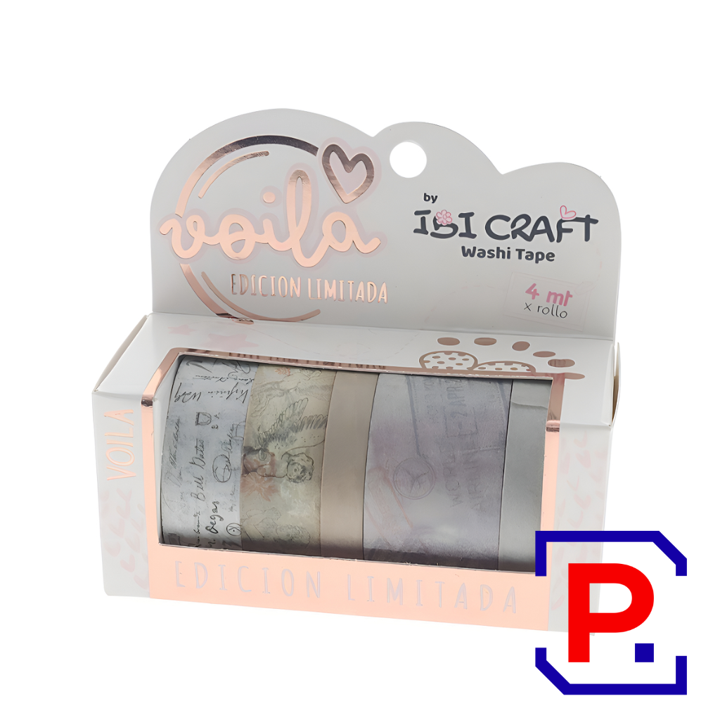 WASHI TAPE BOX 5 ROLLOS DE 4MTS STAMP EDITION 055773