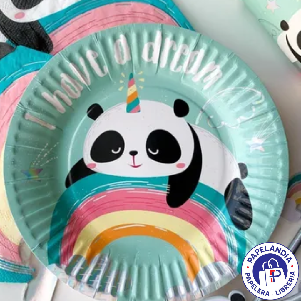 PLATO DE POLIPAPEL 17CM PANDA (METALIZADO) X 6 UN DPC030