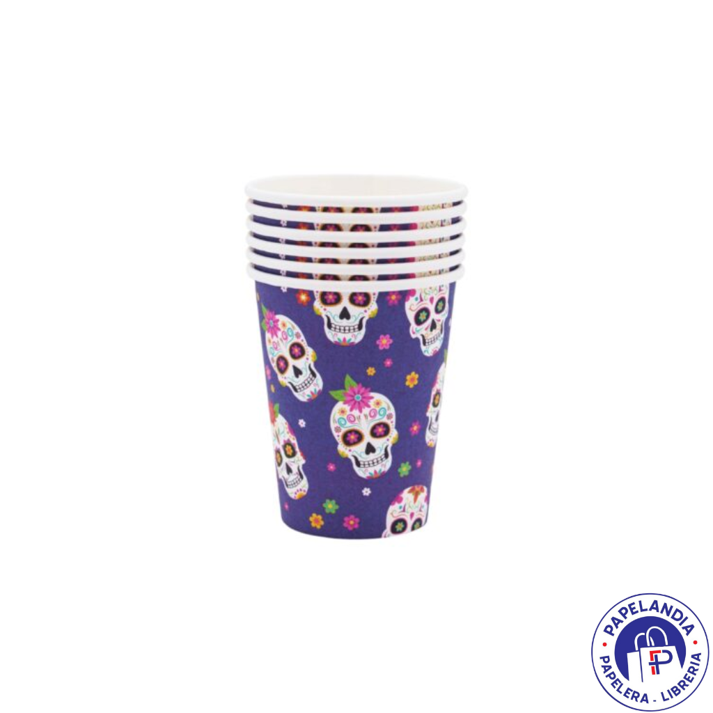 VASO DE POLIPAPEL *CALAVERA MEXICANA* X 6 UNIDADES DVA103