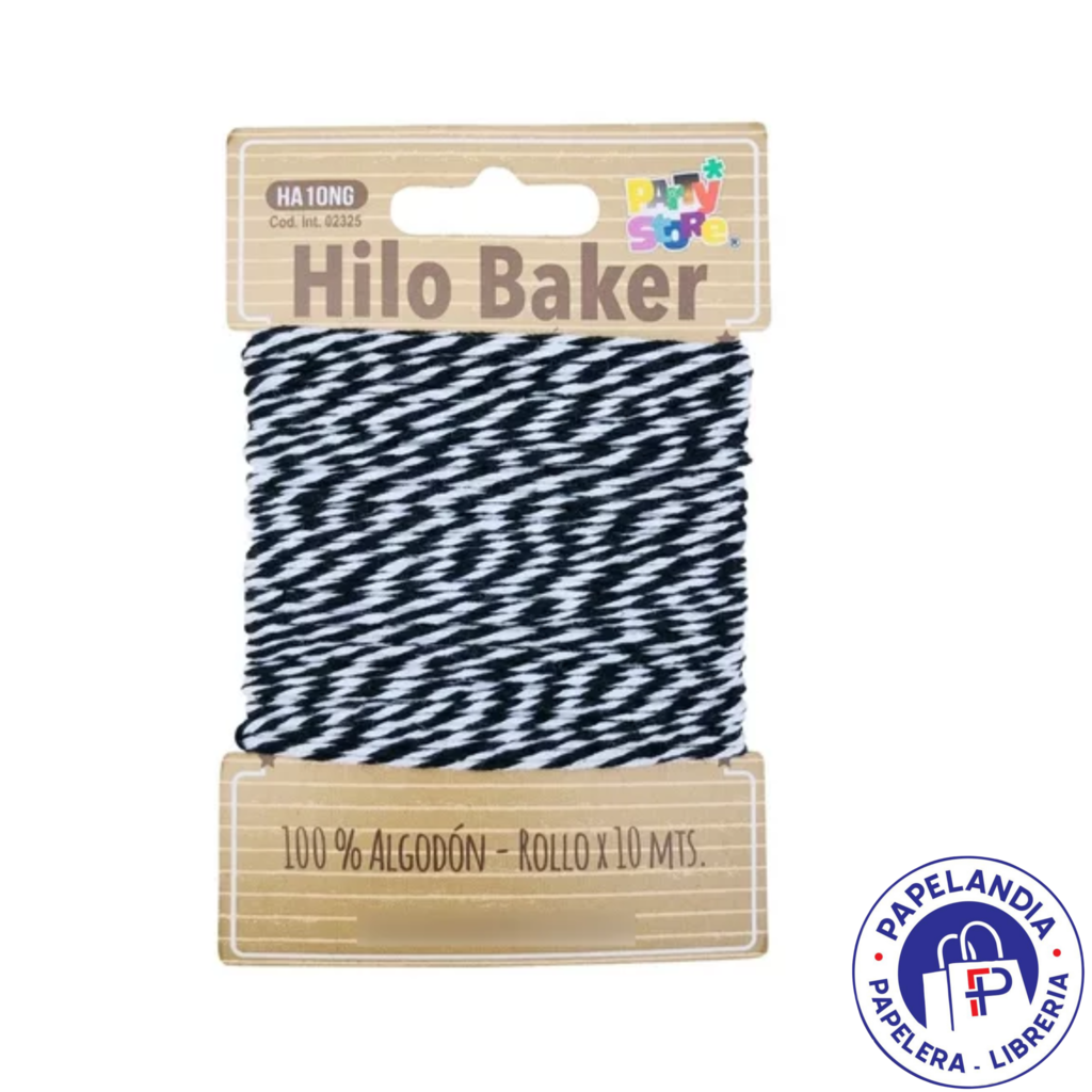 HILO BICOLOR BAKER TWINE NEGRO Y BLANCO X 10 METROS HA10NE