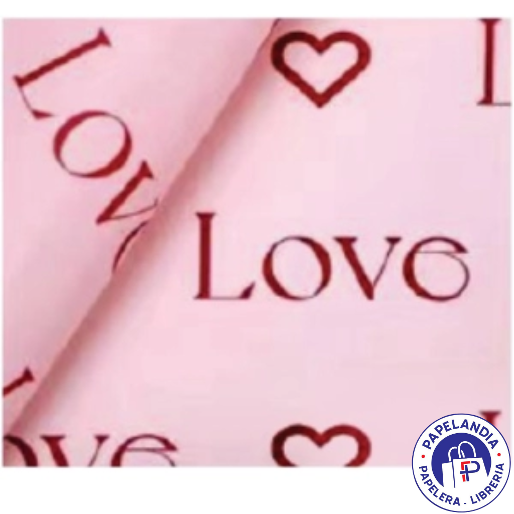 PAPEL COREANO 57 X 57CM ROSA CLARO + ROJO (LOVE) 647014 PAQ X 20 UNID
