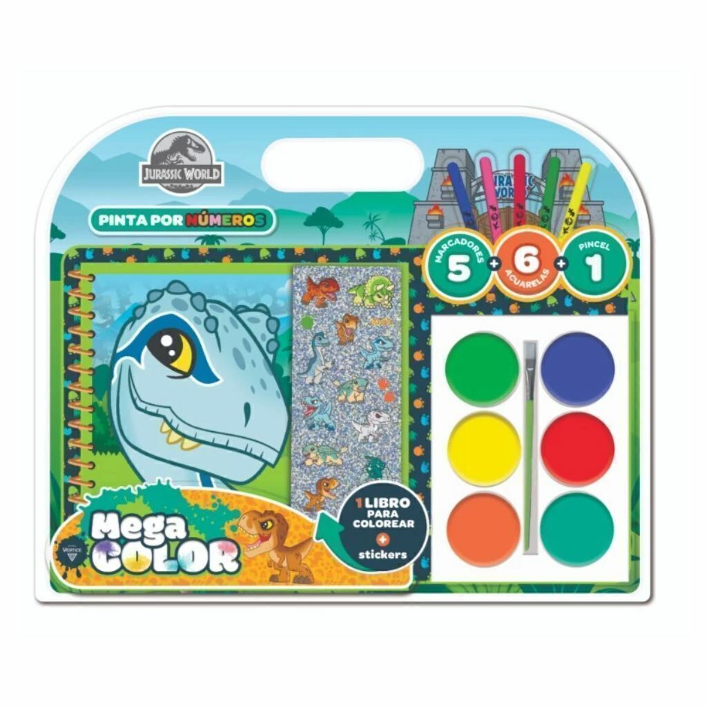 SET MEGACOLOR ACUARELAS JURASICC ART 6001