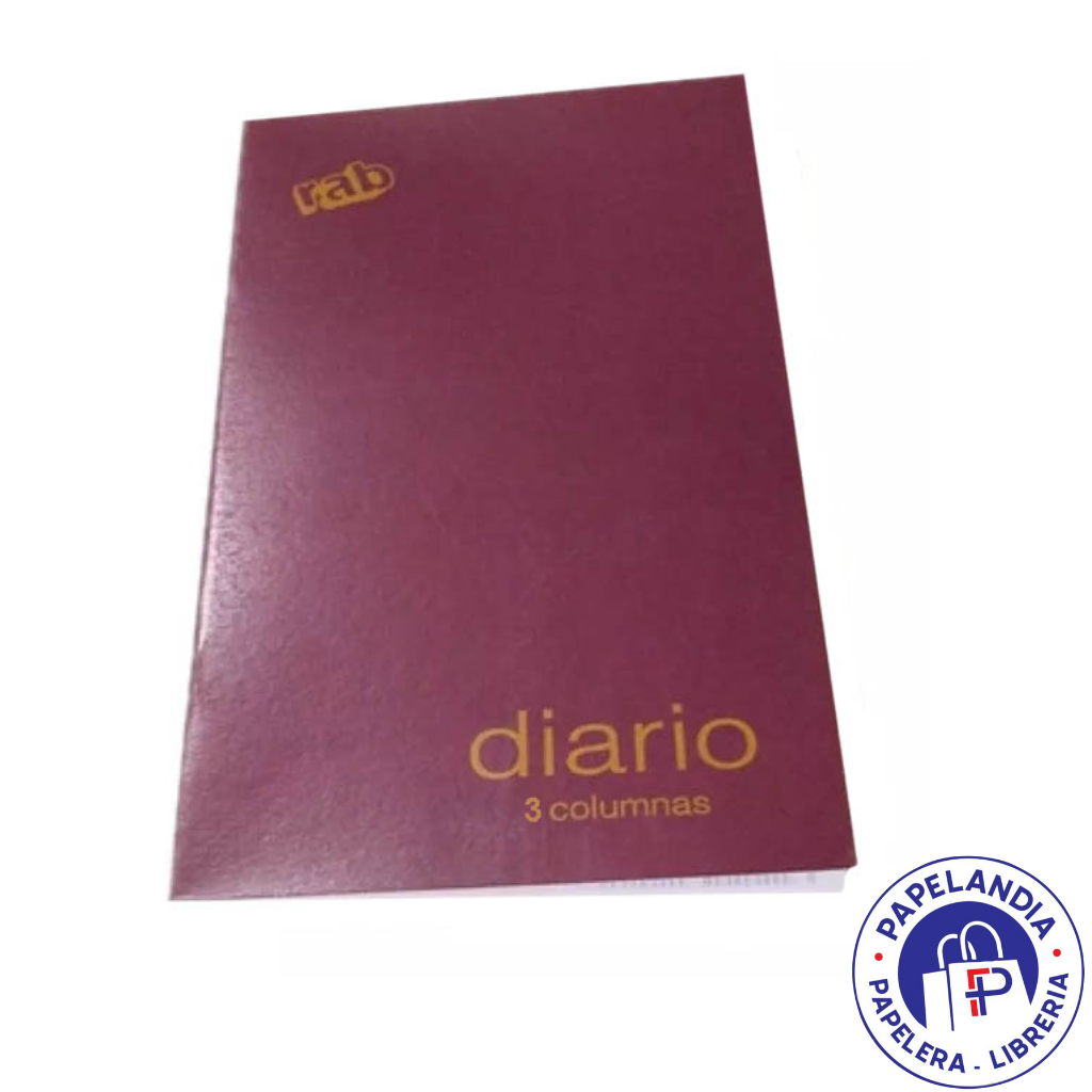 LIBRO DIARIO 3 COLUMNAS ALTO - 17 X 26 CM - TAPA FLEXIBLE - 40 PAG. 1726/D3