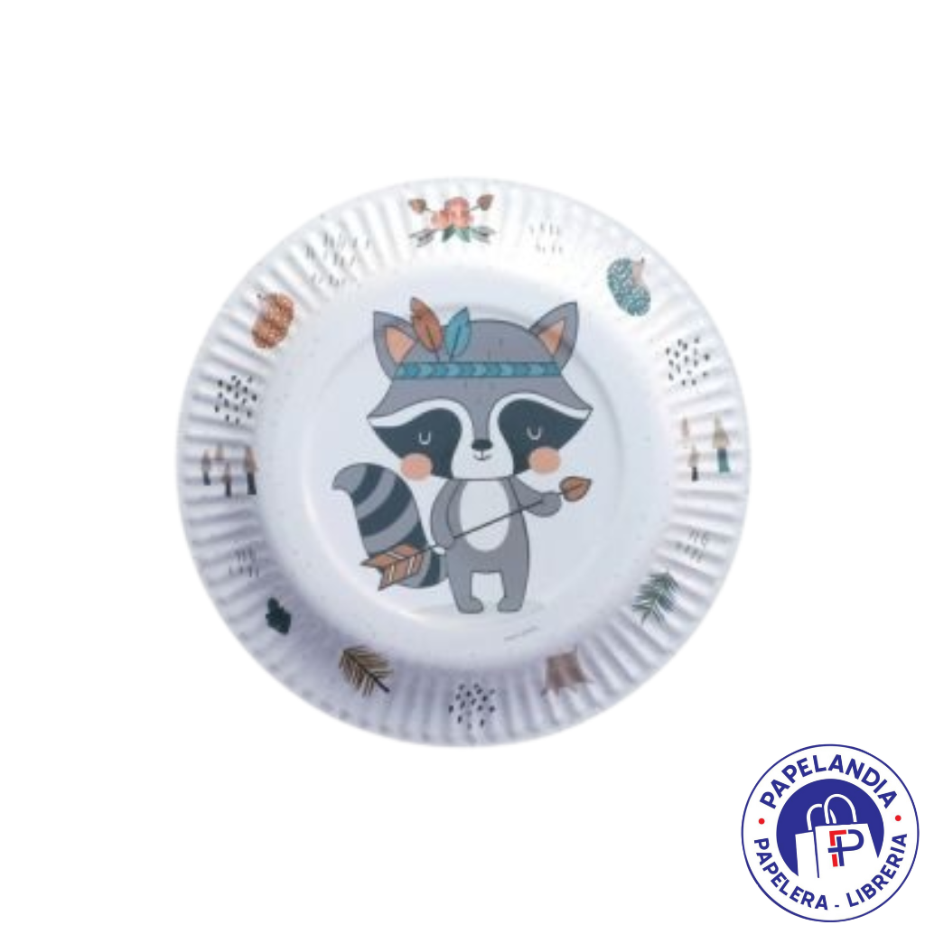PLATO DE POLIPAPEL 17CM MAPACHE X 6 UN DPC046