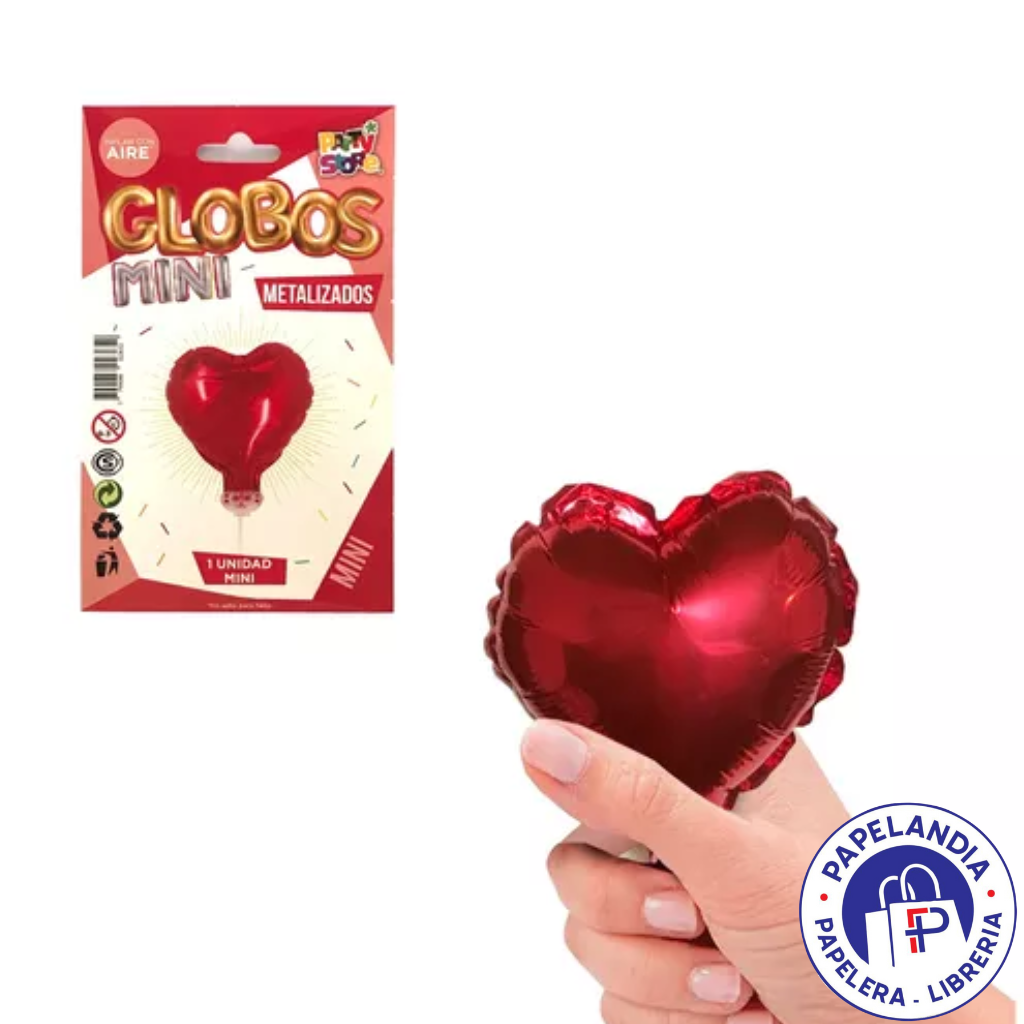 GLOBO METALIZADO FORMAS CORAZON ROJO MINI GMMCORJ