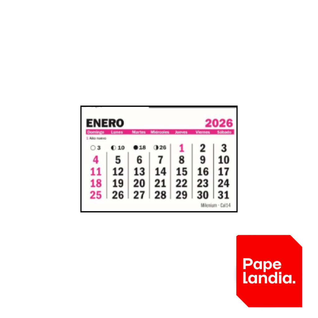 CALENDARIO CAL14 MENSUAL X25 UNID MEDIDA:7.5X10 2026