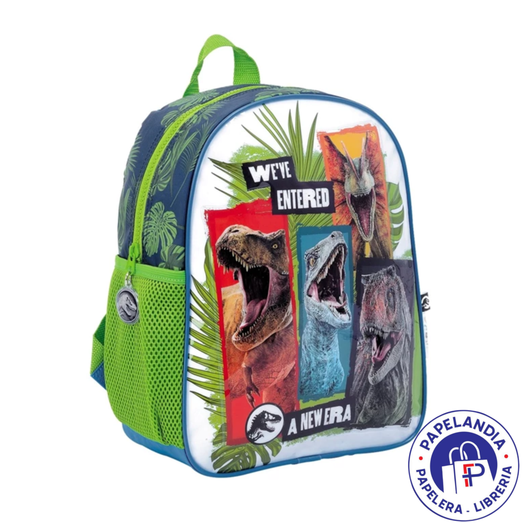 MOCHILA JURASSIC WORLD NUEVA ERA ART 11532 ESPALDA 12" BOLSILLO VERDE 77100