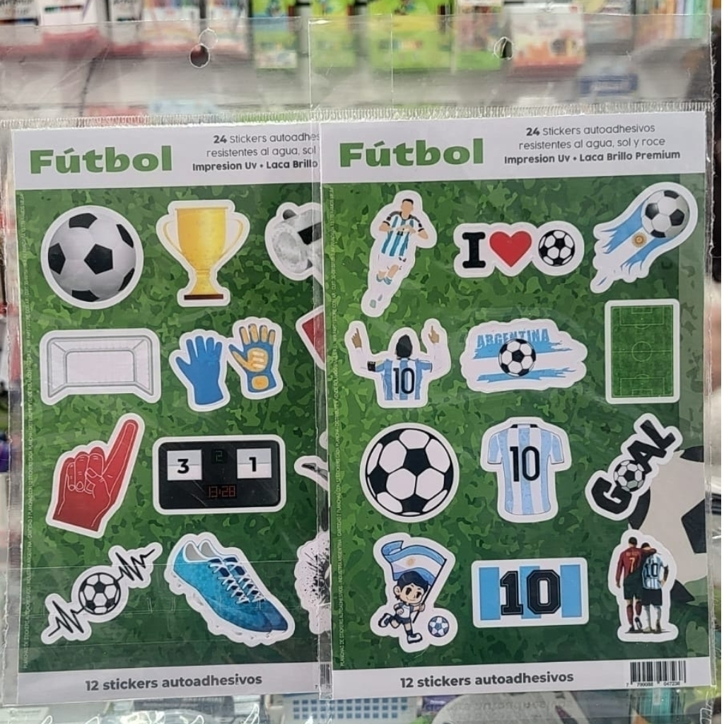 STICKERS CON RELIEVE FUTBOL - 2 PLANCHAS X 12 STICKERS 7799088047238