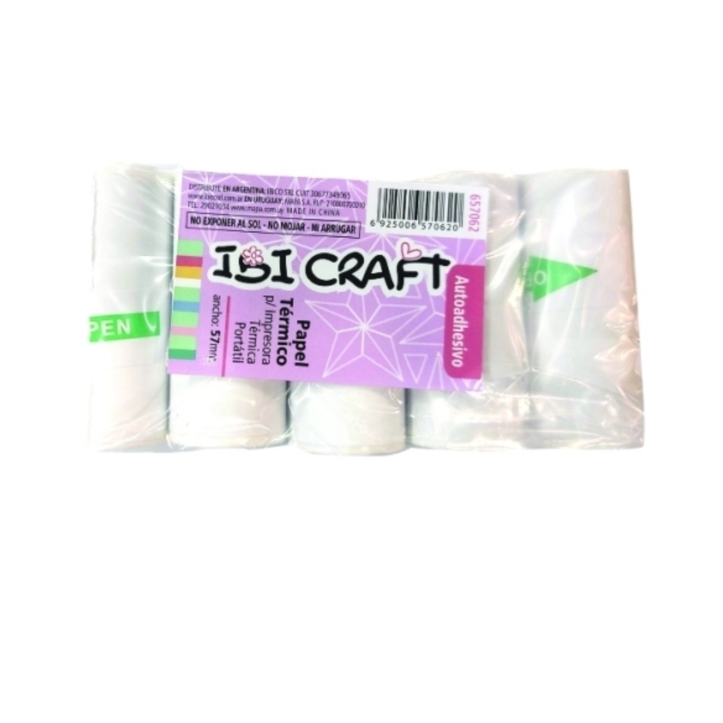 PAPEL P/IMPRESORA IBICAFT AUTOADH. X5 BLANCO 3MTS 657062