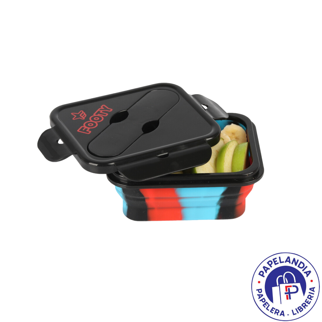 LUNCHERA PLEGABLE DE SILICONA C/TAPA RIGIDA FOOTY TS104 (BATIK NEGRO)