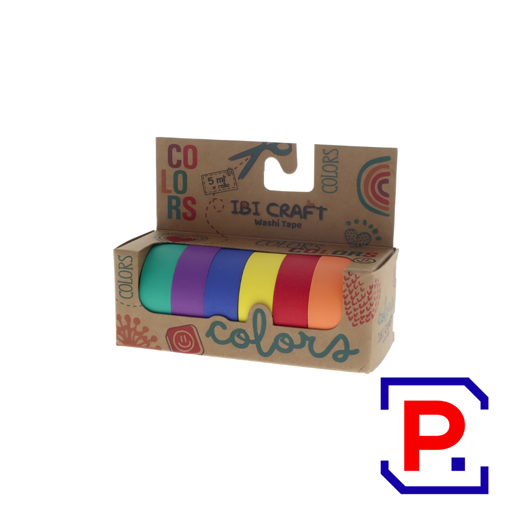 CINTA WASHI TAPE BOX 6 ROLLOS DE 5MTS RAINBOW 055761