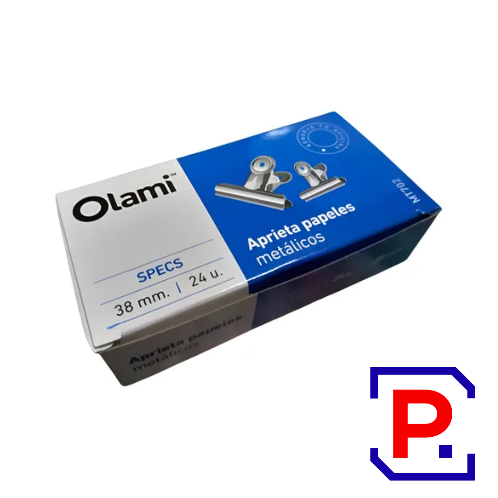 APRIETA PAPEL NIQUELADO OLAMI 38MM MT702 CAJA X 24 UNIDADES
