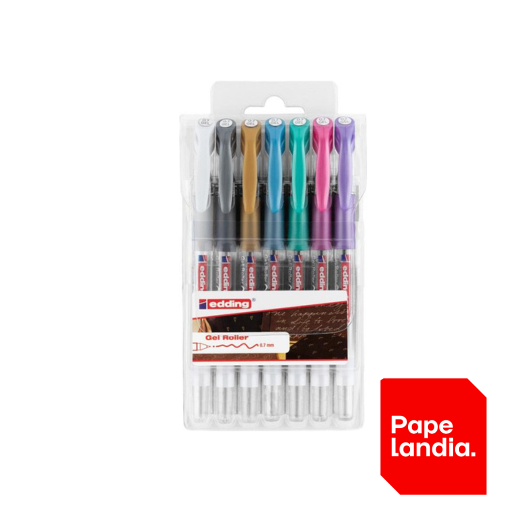 LAPICERA ROLLER EN GEL EDDING E-2185/7 SET X 7 (ORO,PLATA,BLANCO,ROSA MET., AZUL MET., VIOLETA MET., VERDE MET.)