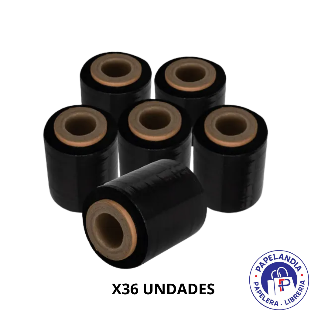FILM STRETCH 10 CM 450 GRS NEGRO CAJA X 36