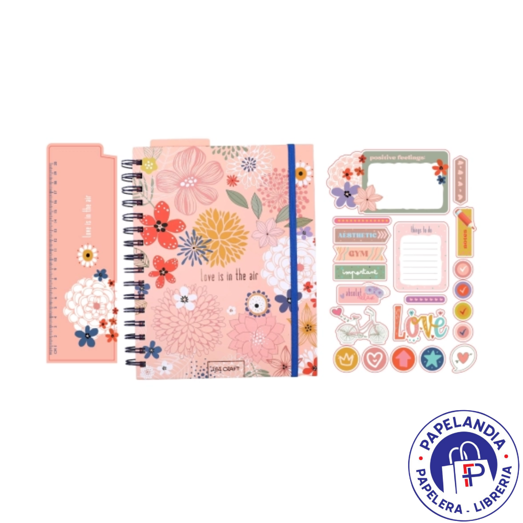 CUADERNO SPIRIT ESPIRAL 150HJS + STICKERS + REGLA 115100