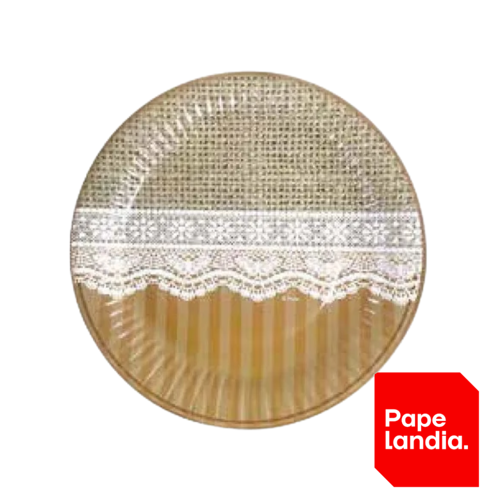 PLATO DE POLIPAPEL 17CM ENCAJE X6 UNIDADES DPC027
