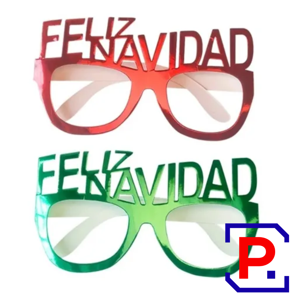 LENTES DE PAPEL FELIZ NAVIDAD X 4 UNIDADES LEPNA