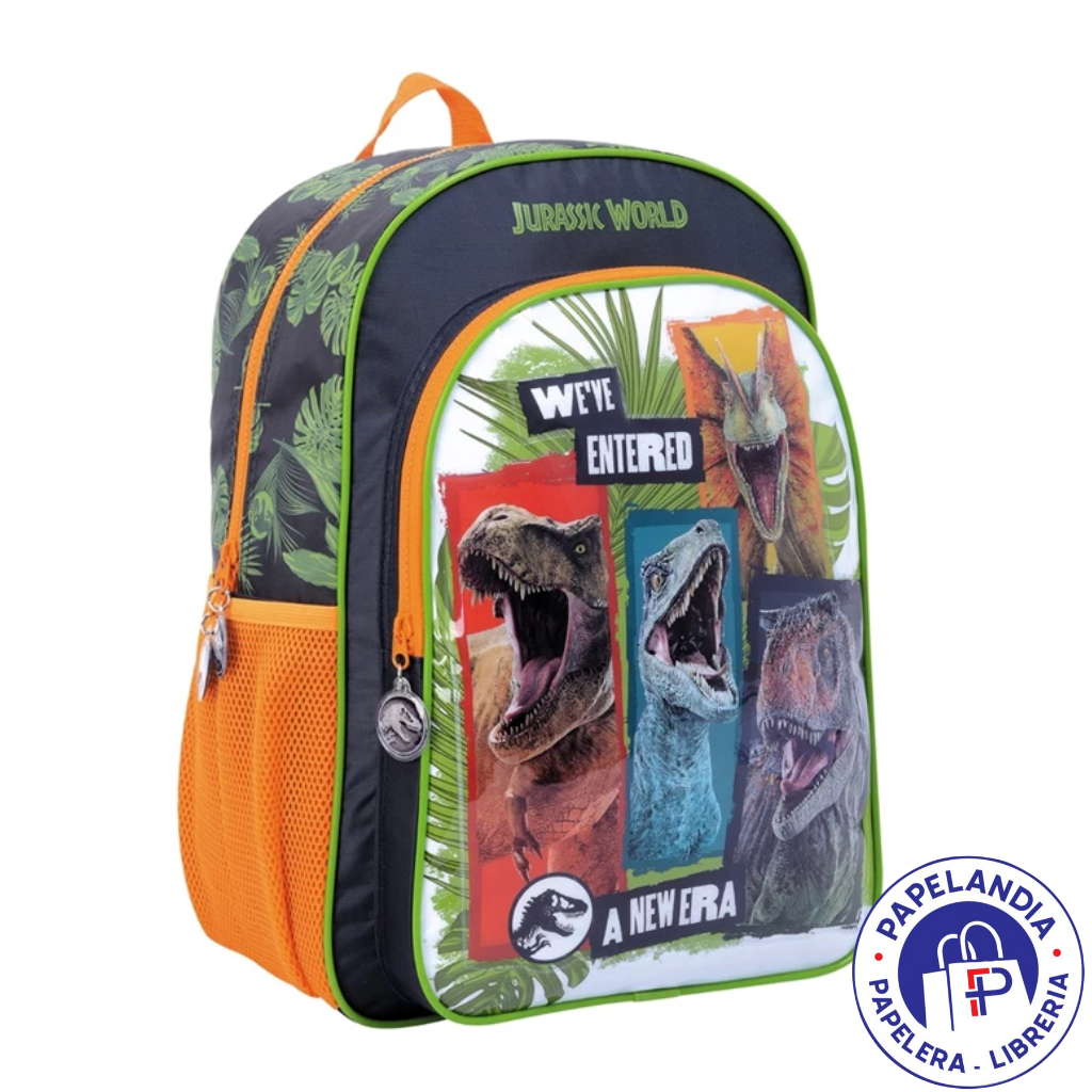 MOCHILA JURASSIC WORLD NUEVA ERA ART 11534 ESPALDA 16" BASE NEGRA 77102