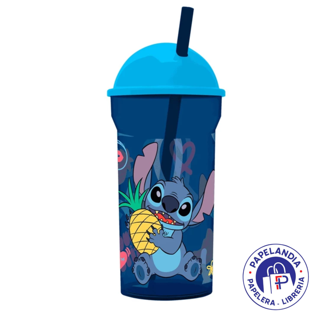 VASO WABRO 460 ML TRANSPARENTE TAPA ALTA LILO & STITCH ART 1153