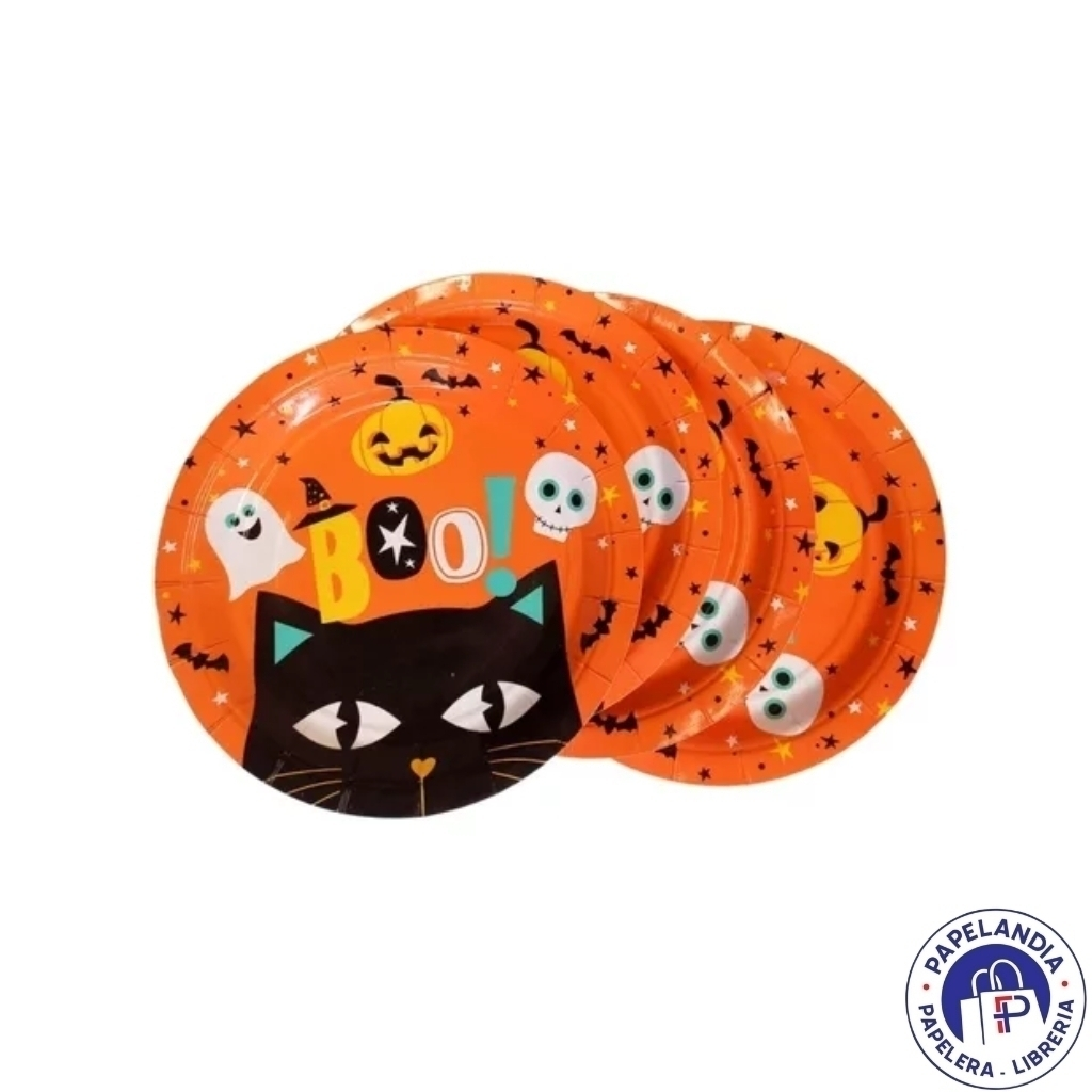 PLATO DE POLIPAPEL 17C M *BOO HALLOWEEN* X 6 UNIDADES DPC020-2