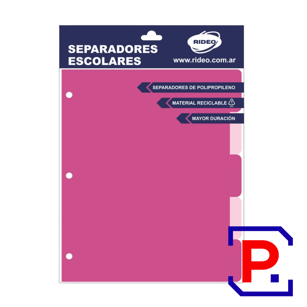 SEPARADOR ESCOLAR N°3 5 POSICIONES ROSA PASTEL Y ROSA BB 2001/19