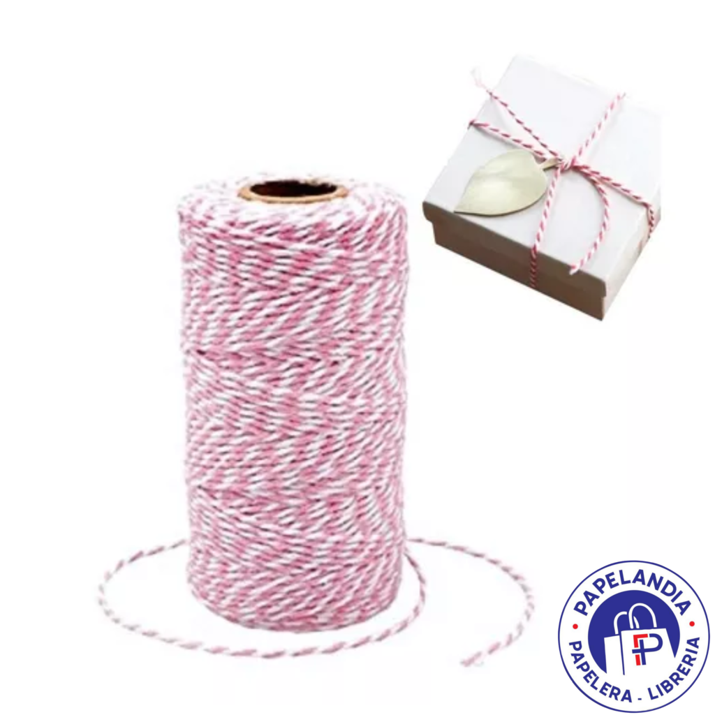HILO BICOLOR BAKER TWINE ROSA Y BLANCO X CARRETE 50 METROS HA50RS
