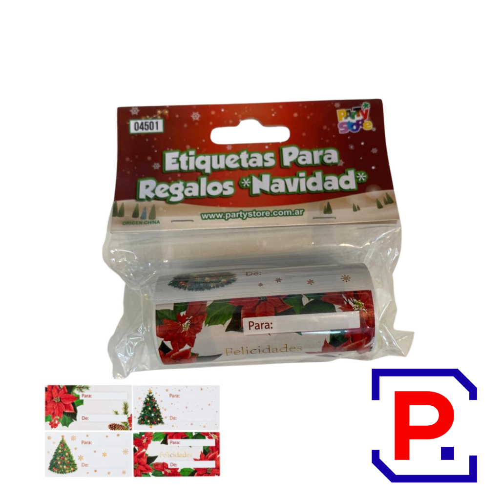 ROLLO ETIQUETAS NAVIDEÑAS PARA REGALO *NAVIDAD* X 100UN. 7,5X4CM RE08