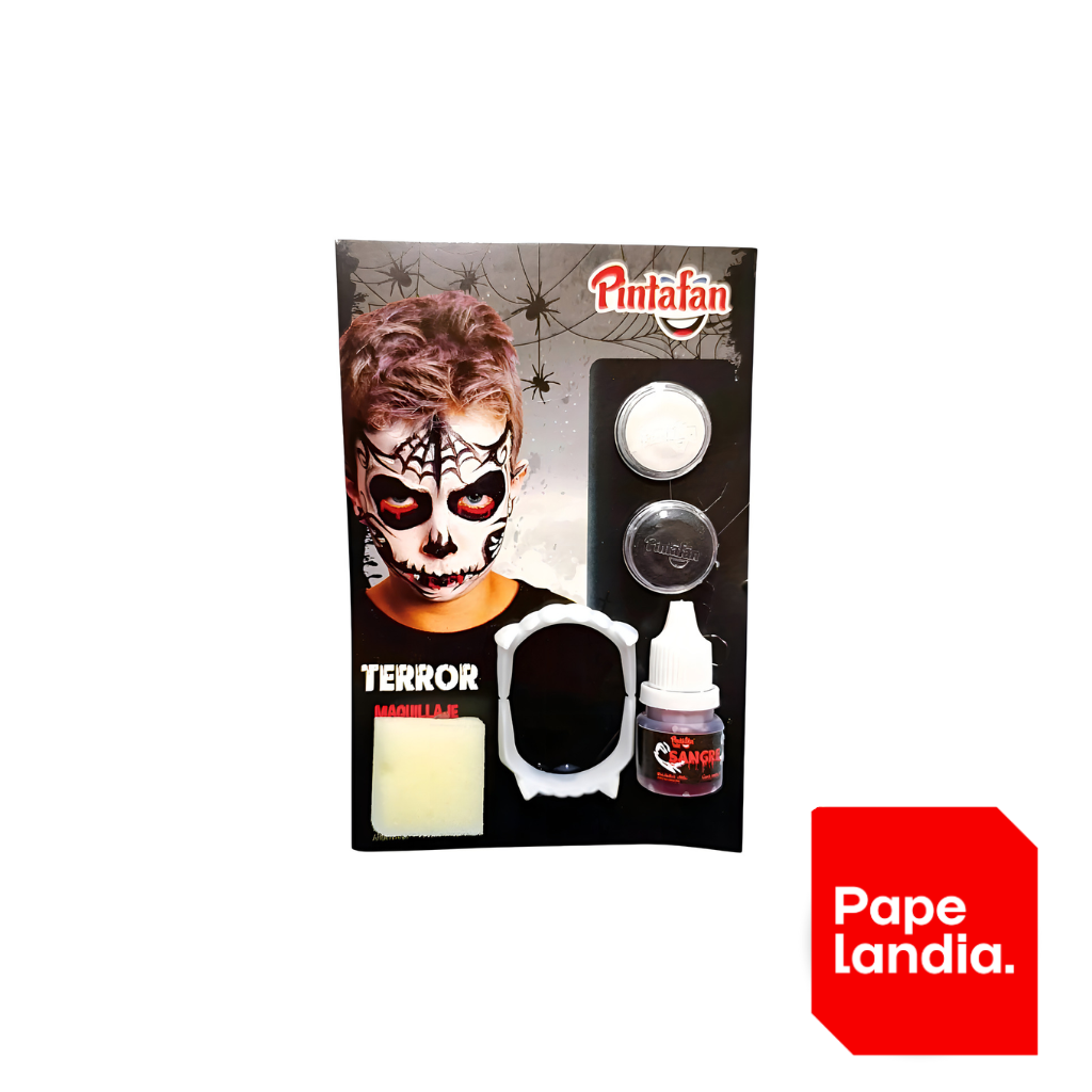KIT MAQUILLAJE ARTISTICO DRACULA CON DIENTES Y SANGRE HALLOWEEN X1 COD.616.10