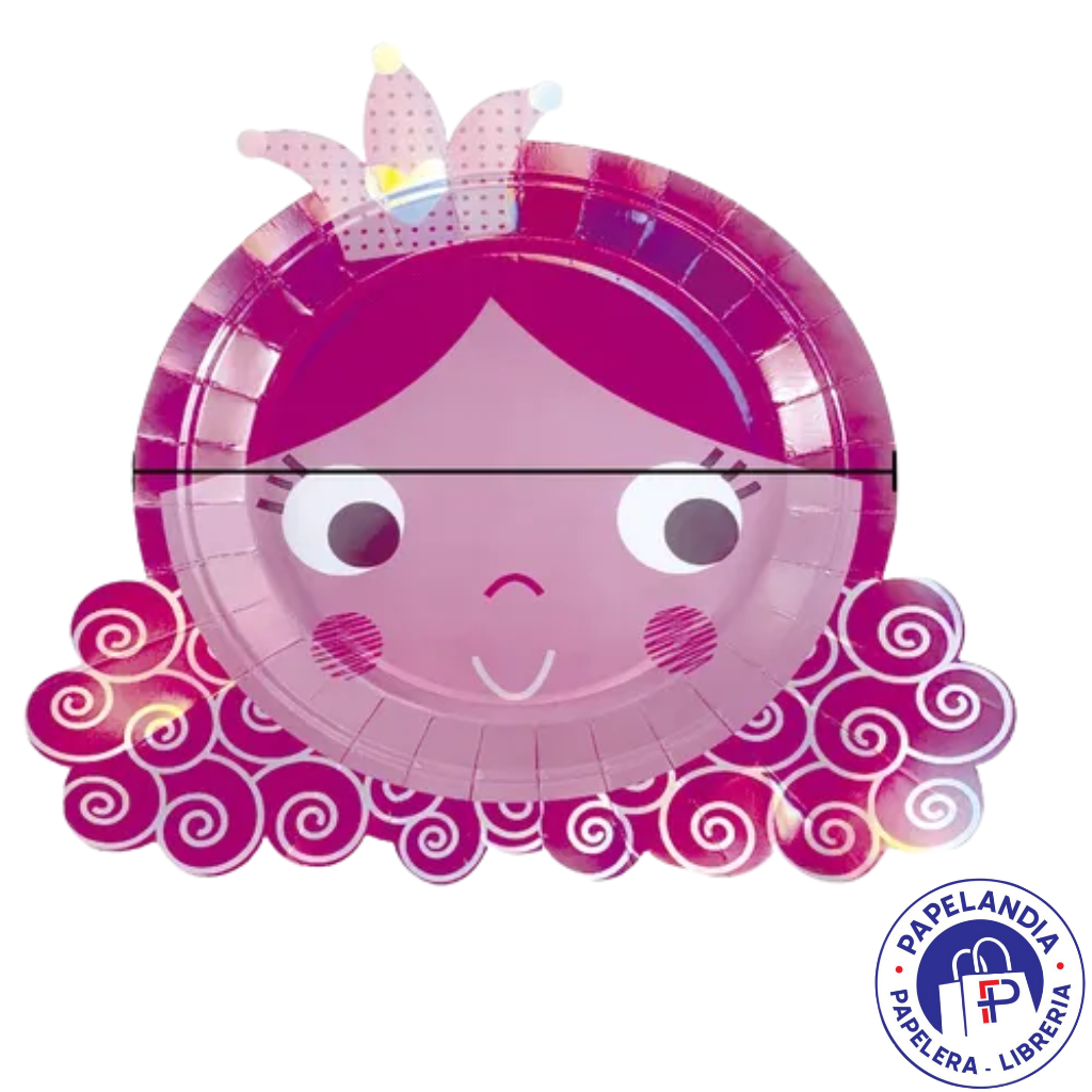 PLATO DE POLIPAPEL 17CM CON FORMA PRINCESA (METALIZADO) X6 UN DPC004